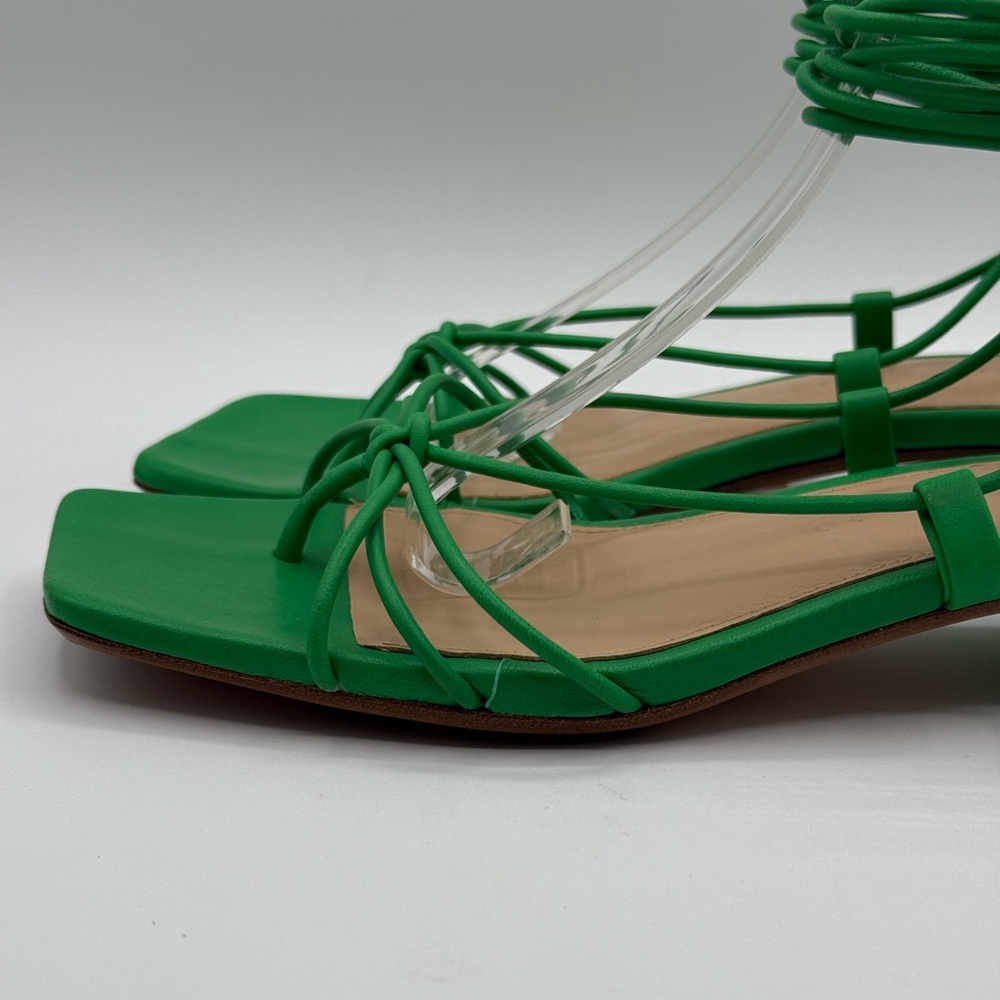 Veronica Beard Jungle Green Foley Heel Tie Sandals Size 6M - Picture 6 of 16